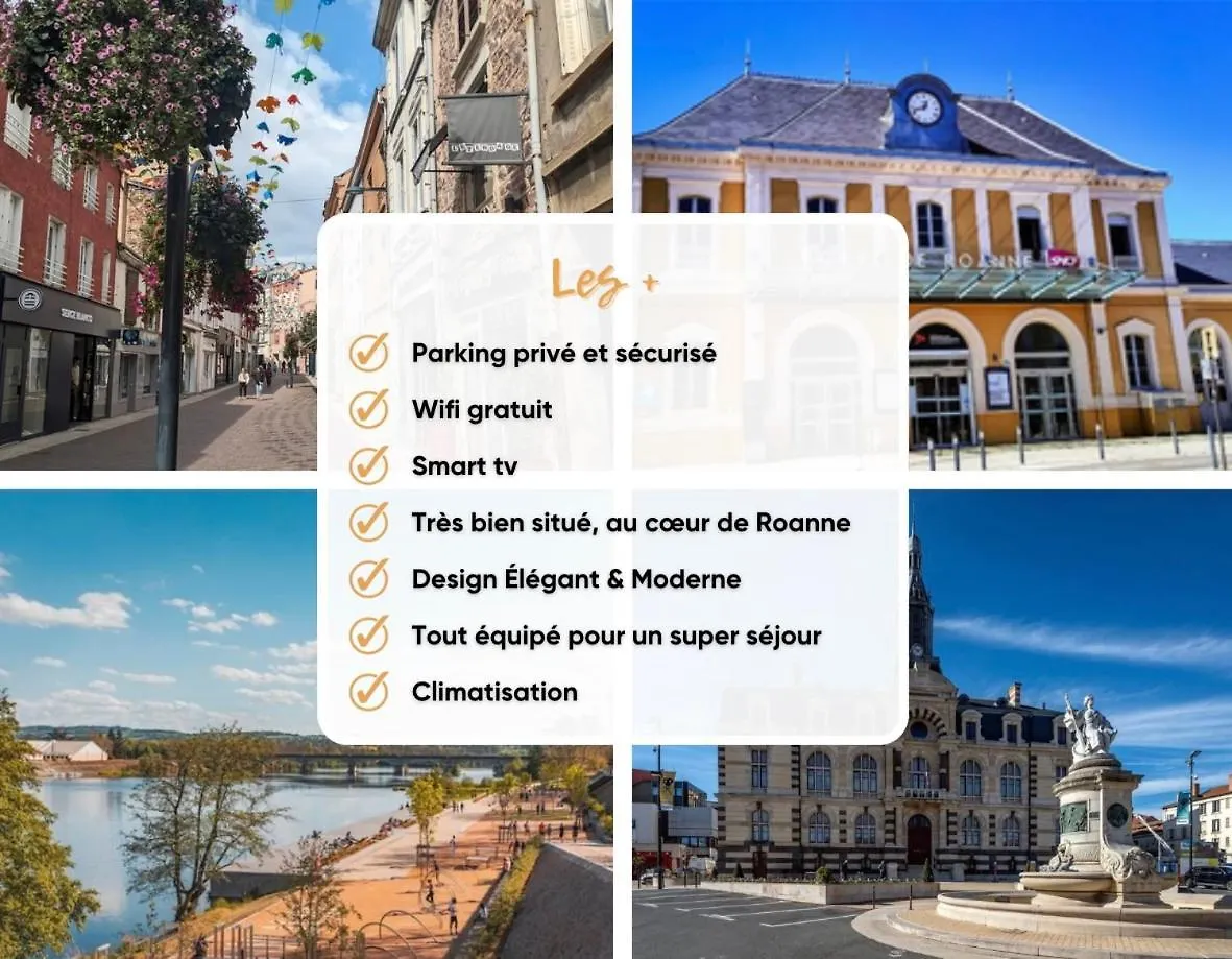 Tulipe Roanne Centre-Ville - Parking & Clim Appartamento